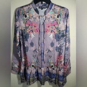 Tolani Collection Tunic Top Purple Boho Southwestern